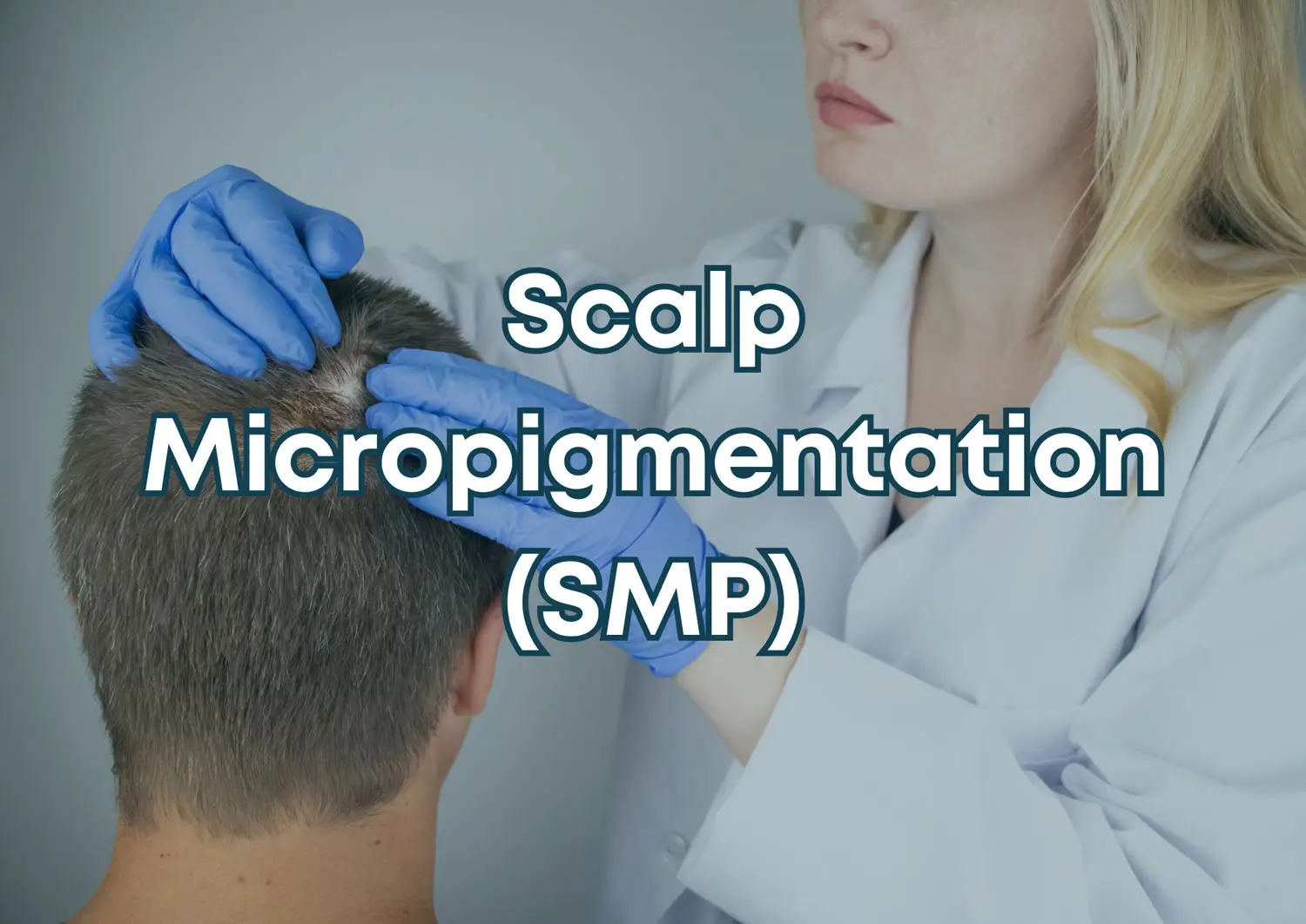 Professional practitioner performing Scalp Micropigmentation treatment on client